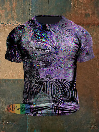 Unisex Vintage Punk Gothic Purple Magic Fantasy Abstract Print Casual Cotton Short Sleeve T-Shirt Purple / S