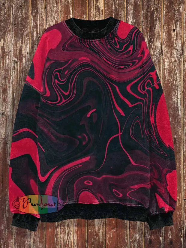 Unisex Water Pattern Print Halloween Crew Neck Casual Sweatshirt Red / S