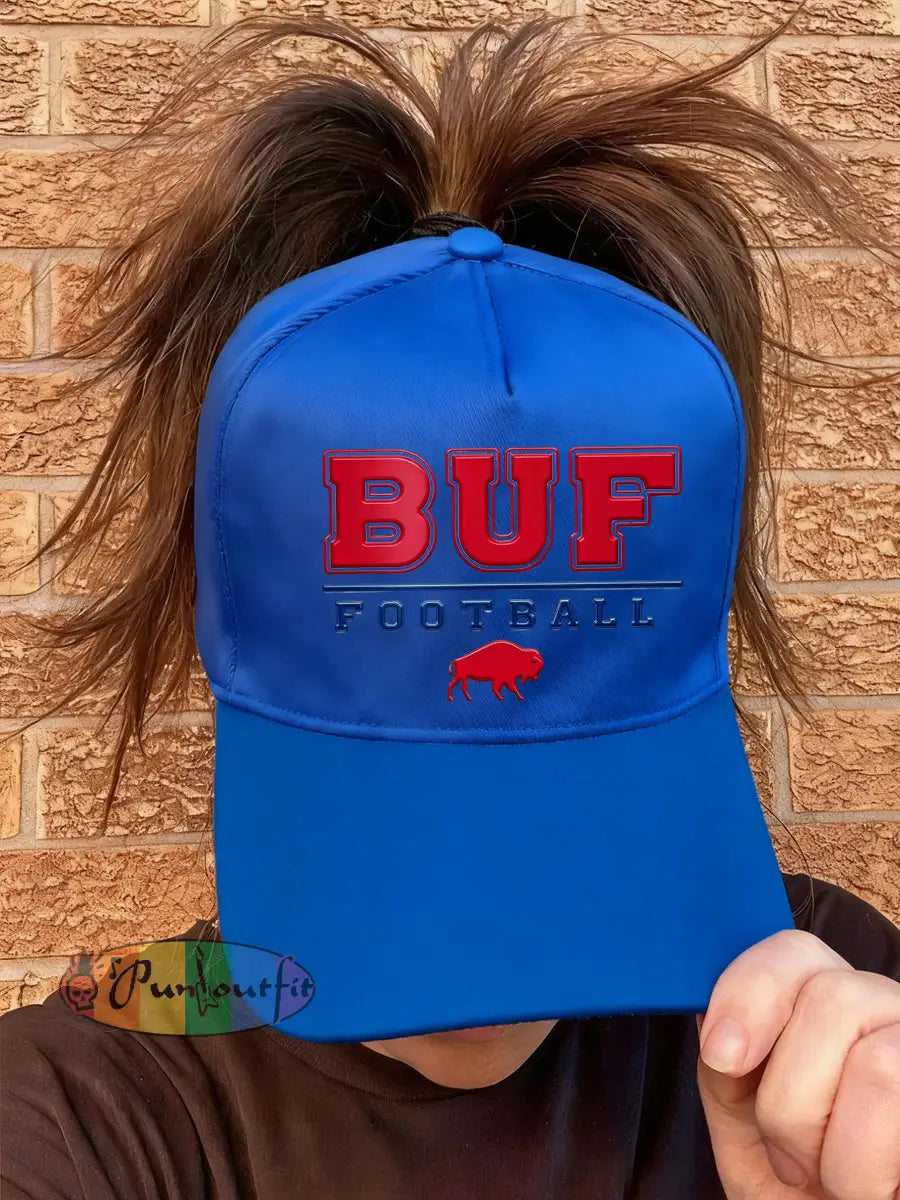 UnisexFootball Fans Lovers Gameday Casual Design Print Hat Blue / ONE