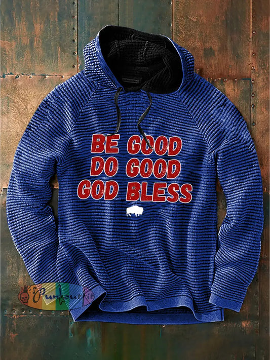 Vintage American Football Buffalo Bills Print Casual Cotton French Terry Hoodie Navy Blue / S