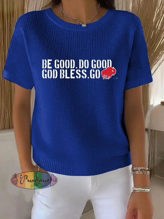 Vintage American Football Buffalo Bills Print Comfortable Casual Cotton Short-sleeved T-shirt Blue / S