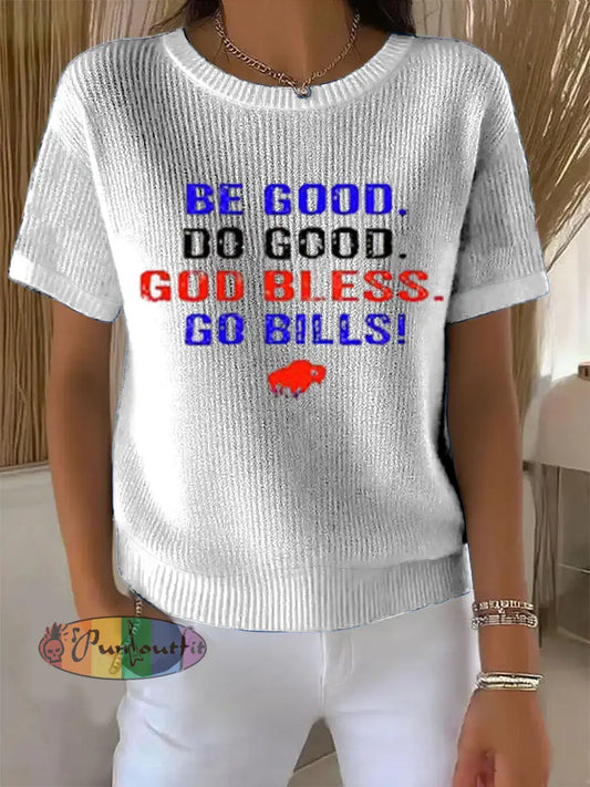 Vintage American Football Buffalo Bills Print Comfortable Casual Cotton Short-sleeved T-shirt White / S