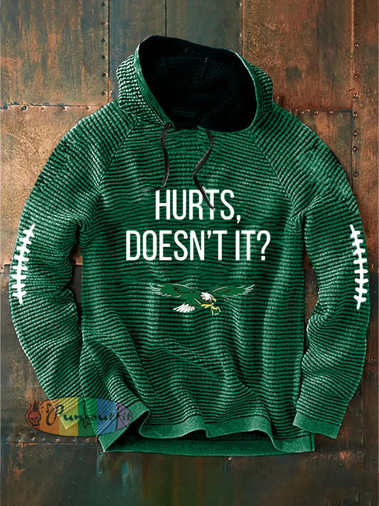 Vintage American Football Philadelphia Eagles Print Casual Cotton French Terry Hoodie Green / S