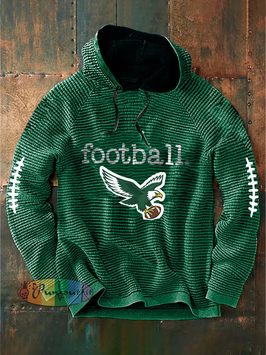 Vintage American Football Philadelphia Eagles Print Casual Cotton French Terry Hoodie Green / S