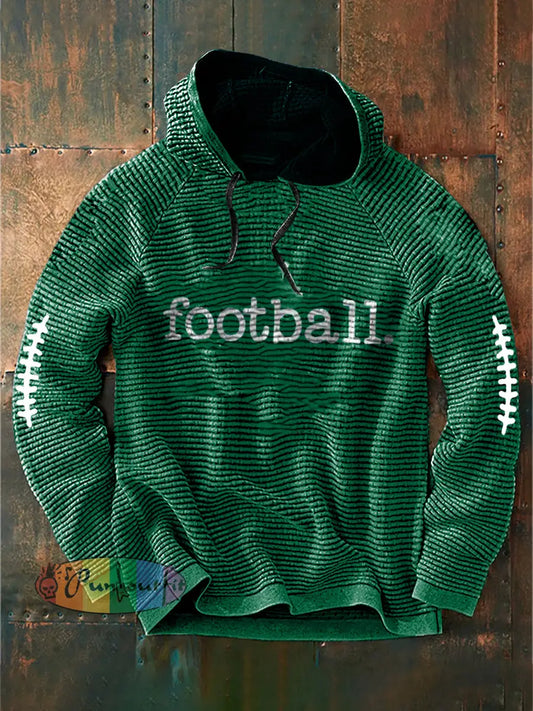 Vintage American Football Philadelphia Eagles Print Casual Cotton French Terry Hoodie Green / S