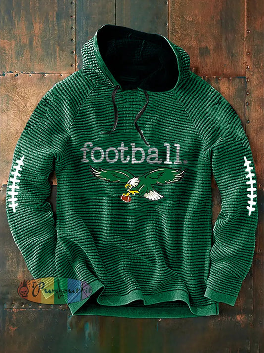 Vintage American Football Philadelphia Eagles Print Casual Cotton French Terry Hoodie Green / S