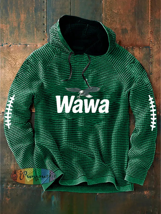 Vintage American Football Philadelphia Eagles Print Casual Cotton French Terry Hoodie Green / S