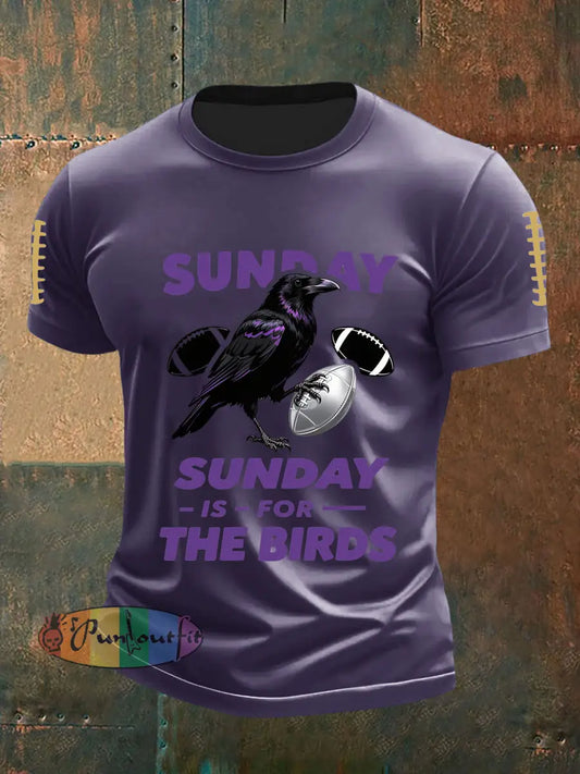 Vintage Baltimore Ravens Football Print Casual Cotton Short Sleeve T Shirt Purple / S
