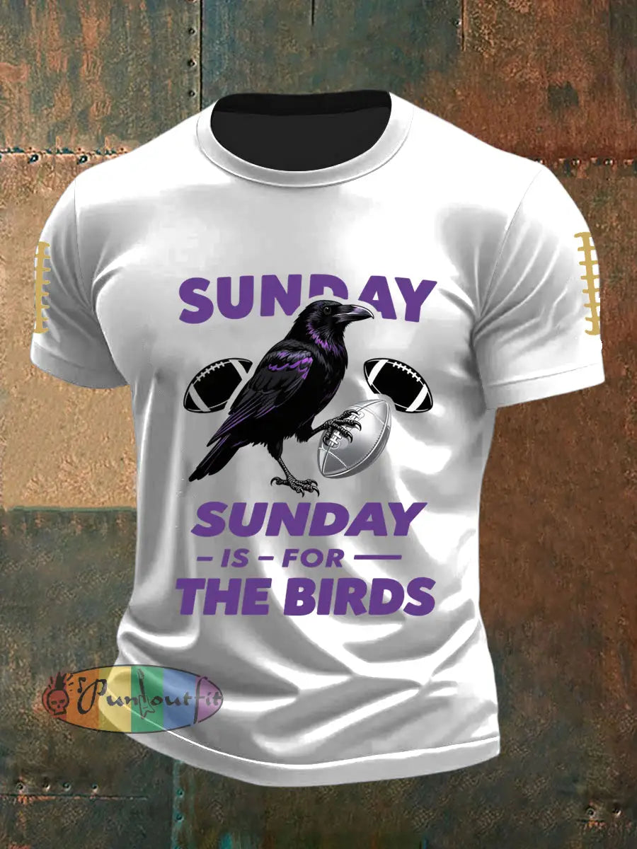 Vintage Baltimore Ravens Football Print Casual Cotton Short Sleeve T Shirt White / S