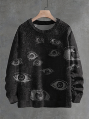 Unisex Fantasy Eyes Print Halloween Crew Neck Casual Sweatshirt