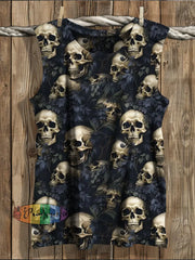 Vintage Skulls Halloween Print Backless Dress Tank Top / S Dress