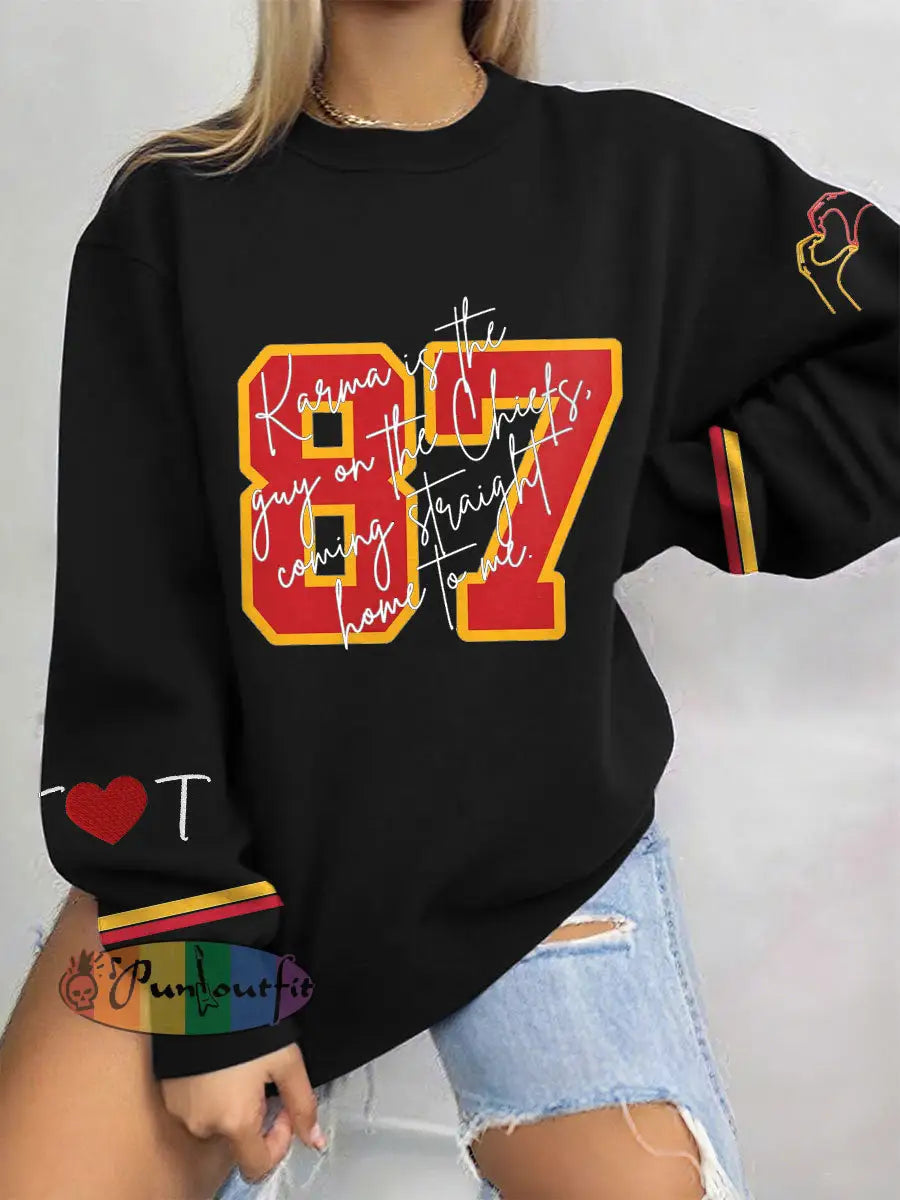 Women’s 8789 Chiefs Karma Printed Sweatshirt Black / S