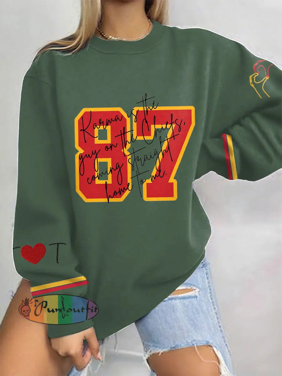 Women’s 8789 Chiefs Karma Printed Sweatshirt Green / S