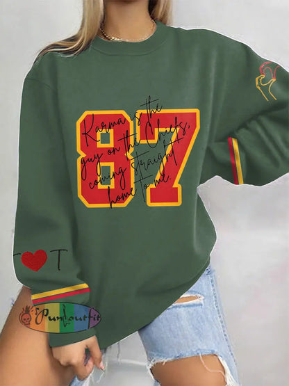 Women’s 8789 Chiefs Karma Printed Sweatshirt Green / S