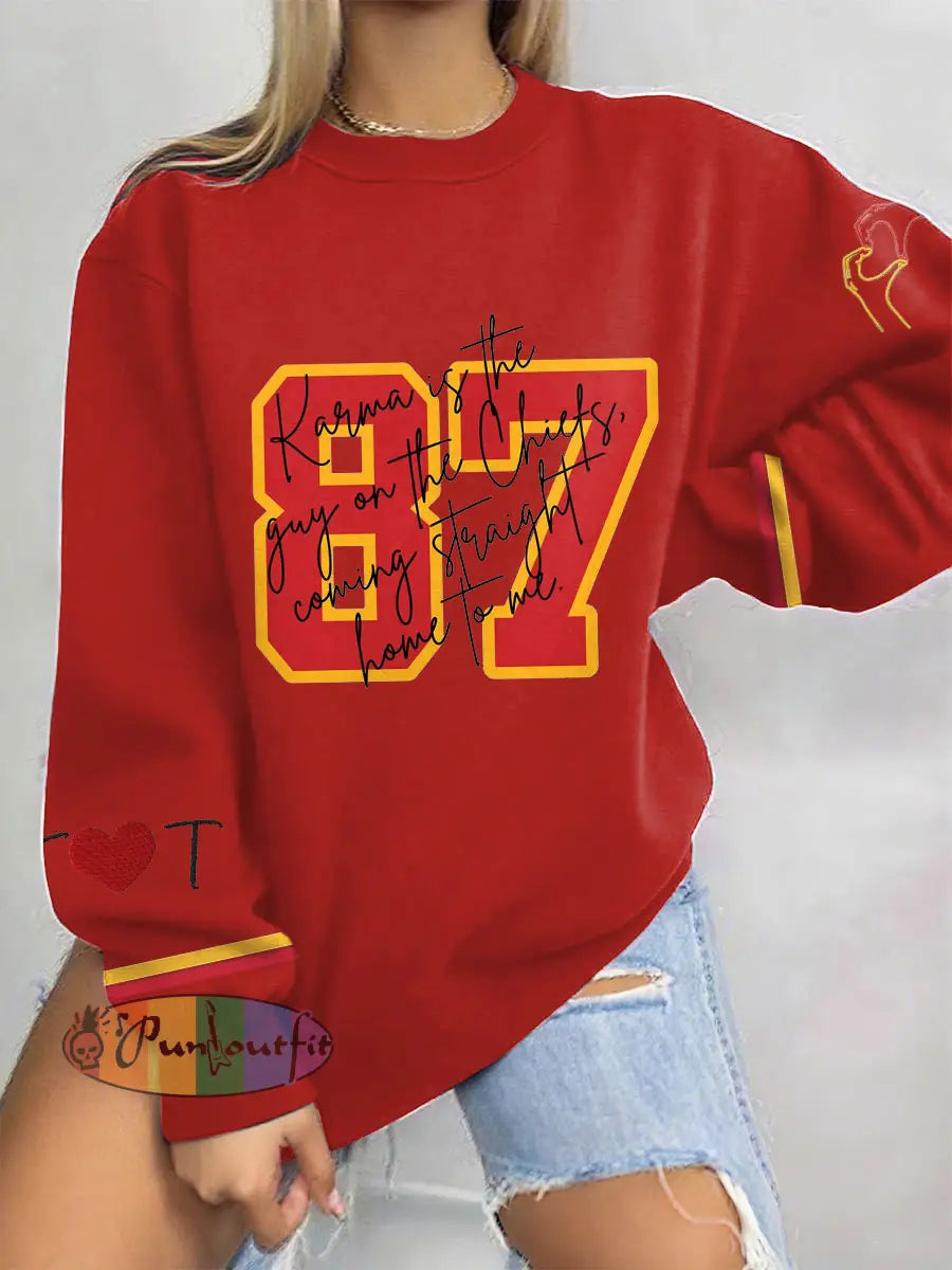 Women’s 8789 Chiefs Karma Printed Sweatshirt Red / S