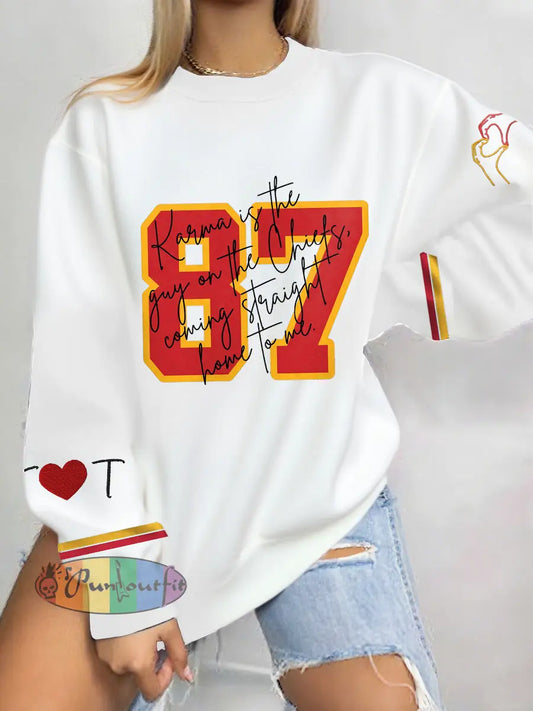 Women’s 8789 Chiefs Karma Printed Sweatshirt White / S