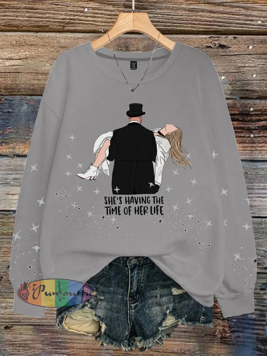 Women’s 8789 Diva Engaged Era Printed Sweatshirt Light Gray / S