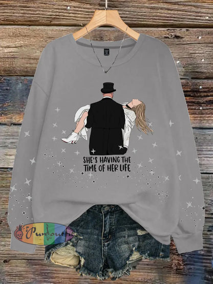 Women’s 8789 Diva Engaged Era Printed Sweatshirt Light Gray / S