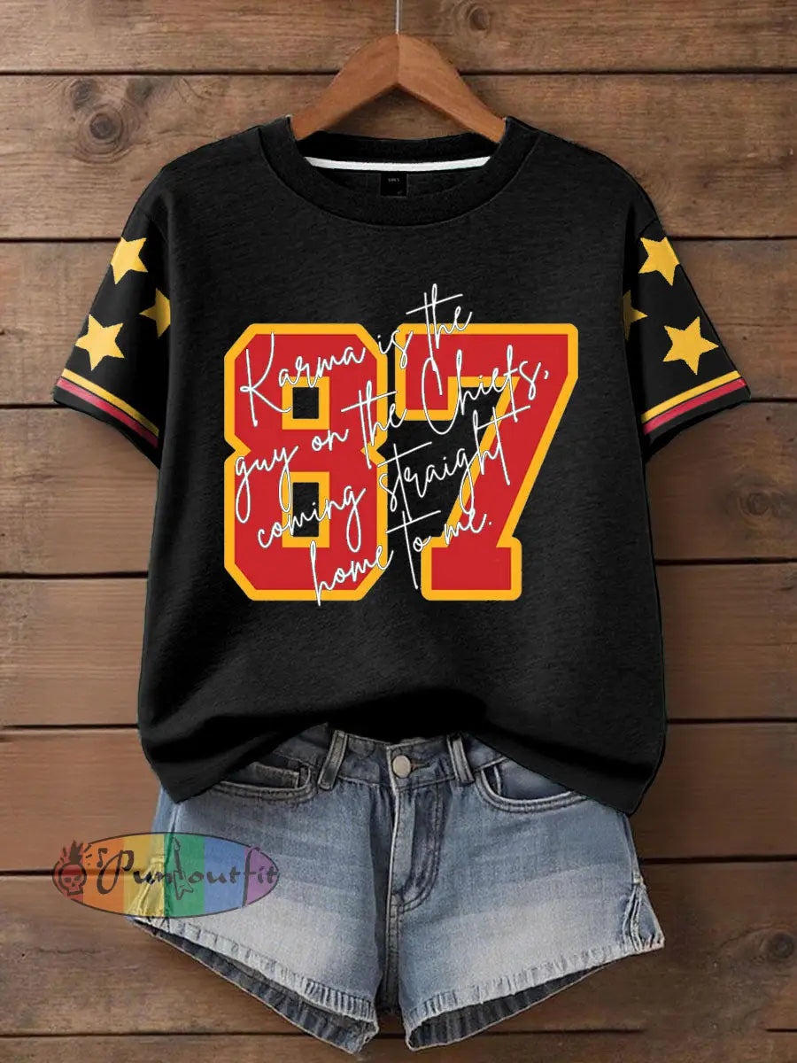 Women’s 8789 Karma Chiefs Printed T Shirt Black / S