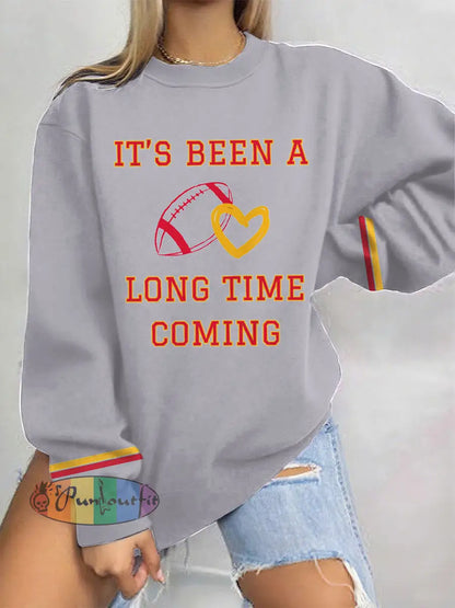 Women’s 8789 Long Time Printed Sweatshirt Light Gray / S