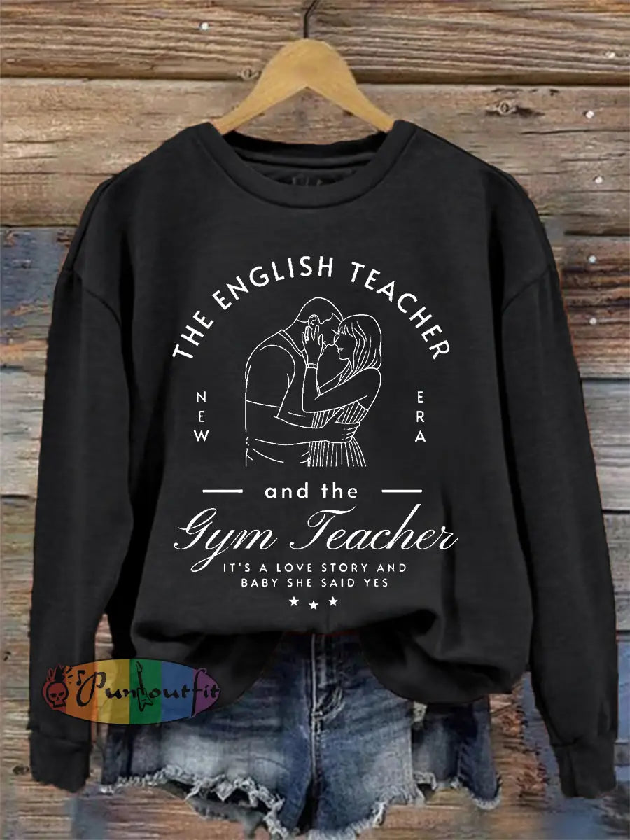 Women’s A Love Story English Teacher And Gym Teacher Getting Married Sweatshirt Black / S