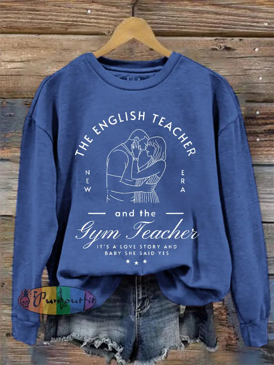 Women’s A Love Story English Teacher And Gym Teacher Getting Married Sweatshirt Blue / S
