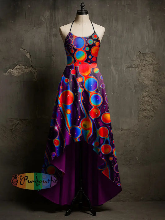 Women’s Abstract Psychedelic Printed Sleeveless Dress Multicolour / S
