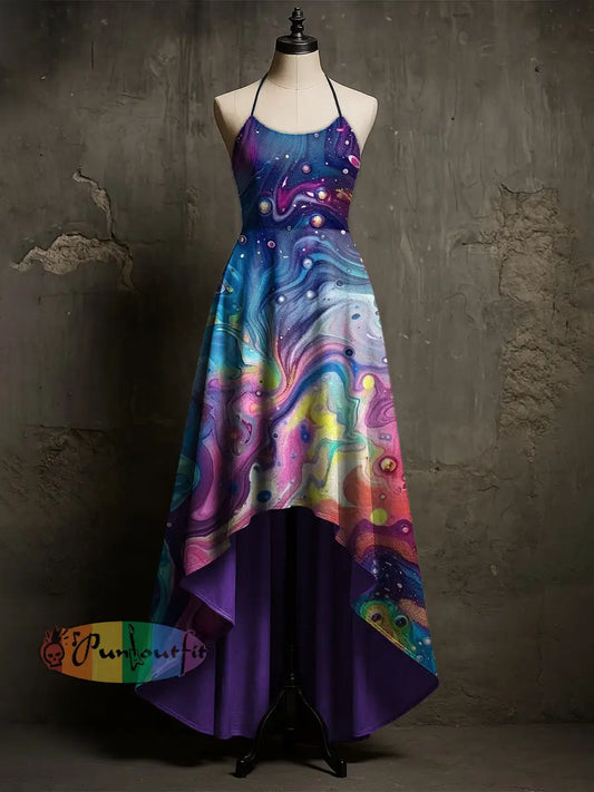 Women’s Abstract Psychedelic Printed Sleeveless Dress Multicolour / S