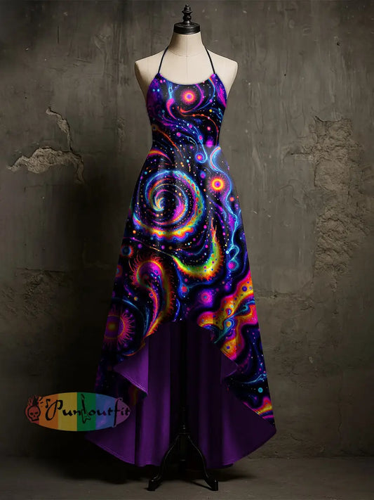 Women’s Abstract Psychedelic Printed Sleeveless Dress Multicolour / S