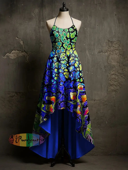 Women’s Abstract Psychedelic Printed Sleeveless Dress Multicolour / S