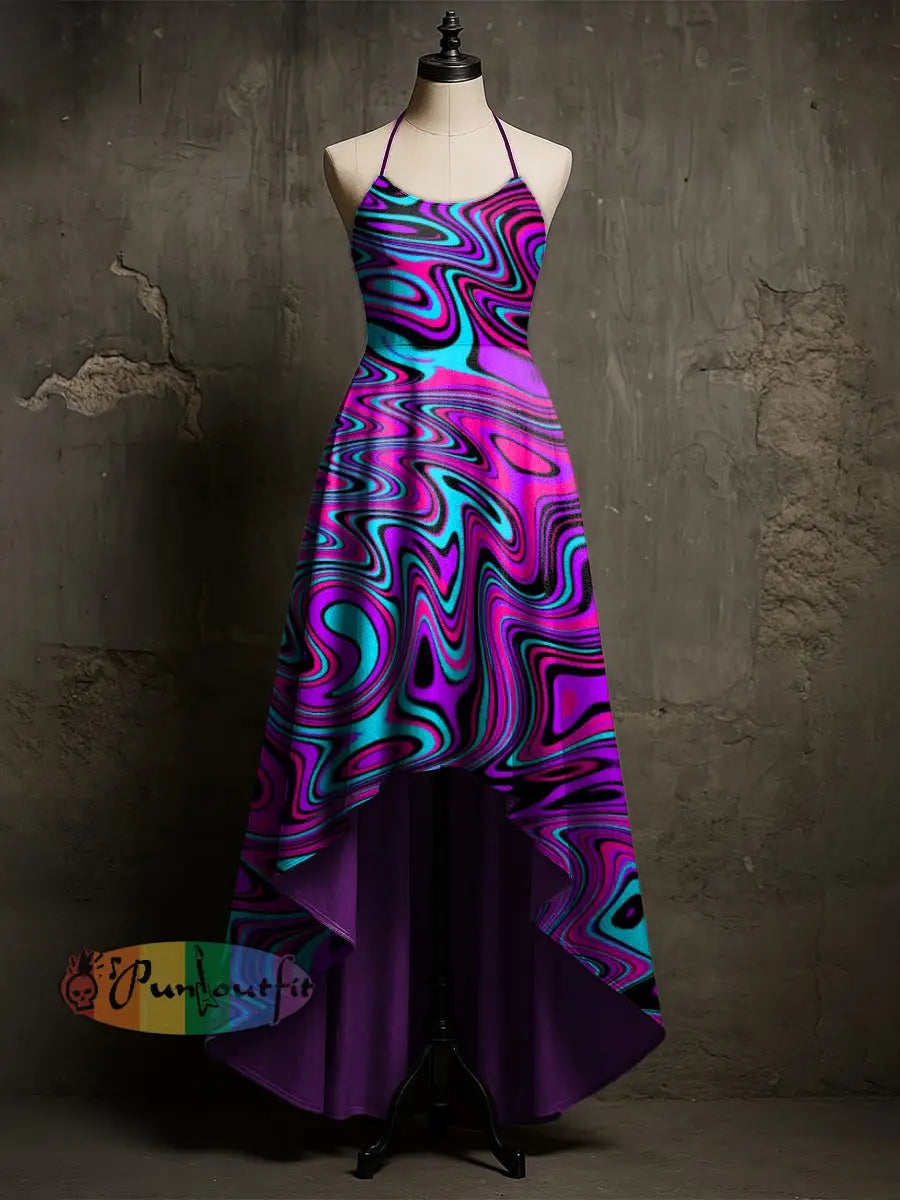 Women’s Abstract Psychedelic Printed Sleeveless Dress Multicolour / S