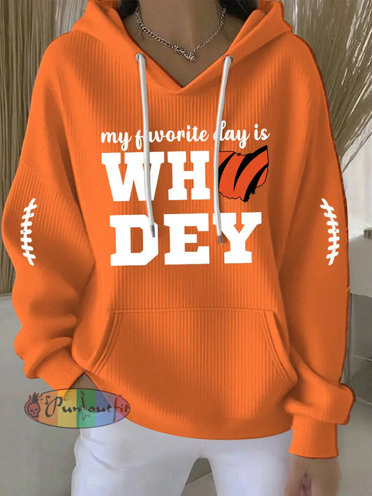 Women’s American Football Hoodie Orange / S
