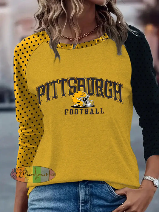Women’s American Football Long Sleeve T Shirt Gold / S
