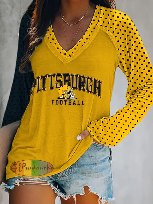Women’s American Football Long Sleeve T Shirt Gold / S