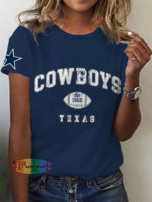 Women’s American Football T Shirt Navy Blue / S