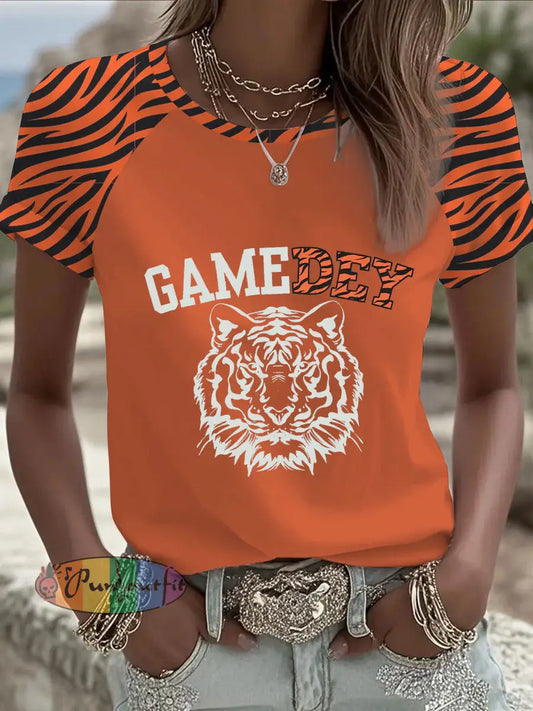 Women’s American Football T-shirt Orange / S