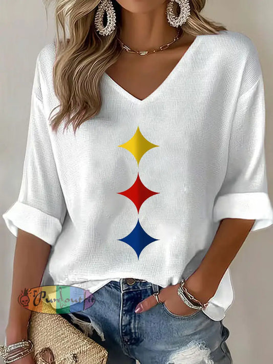 Women’s American football V neck top White / S
