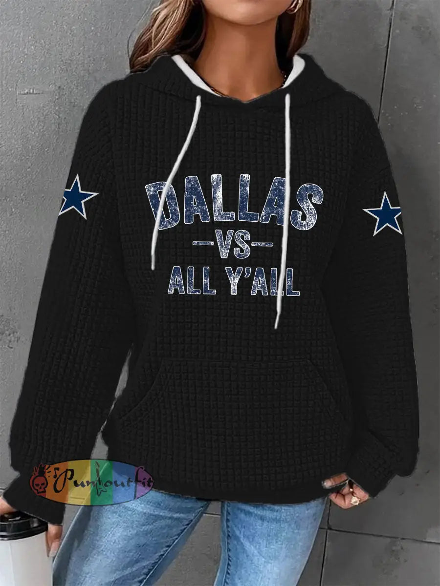 Women’s American football waffle hooded sweatshirt Black / S