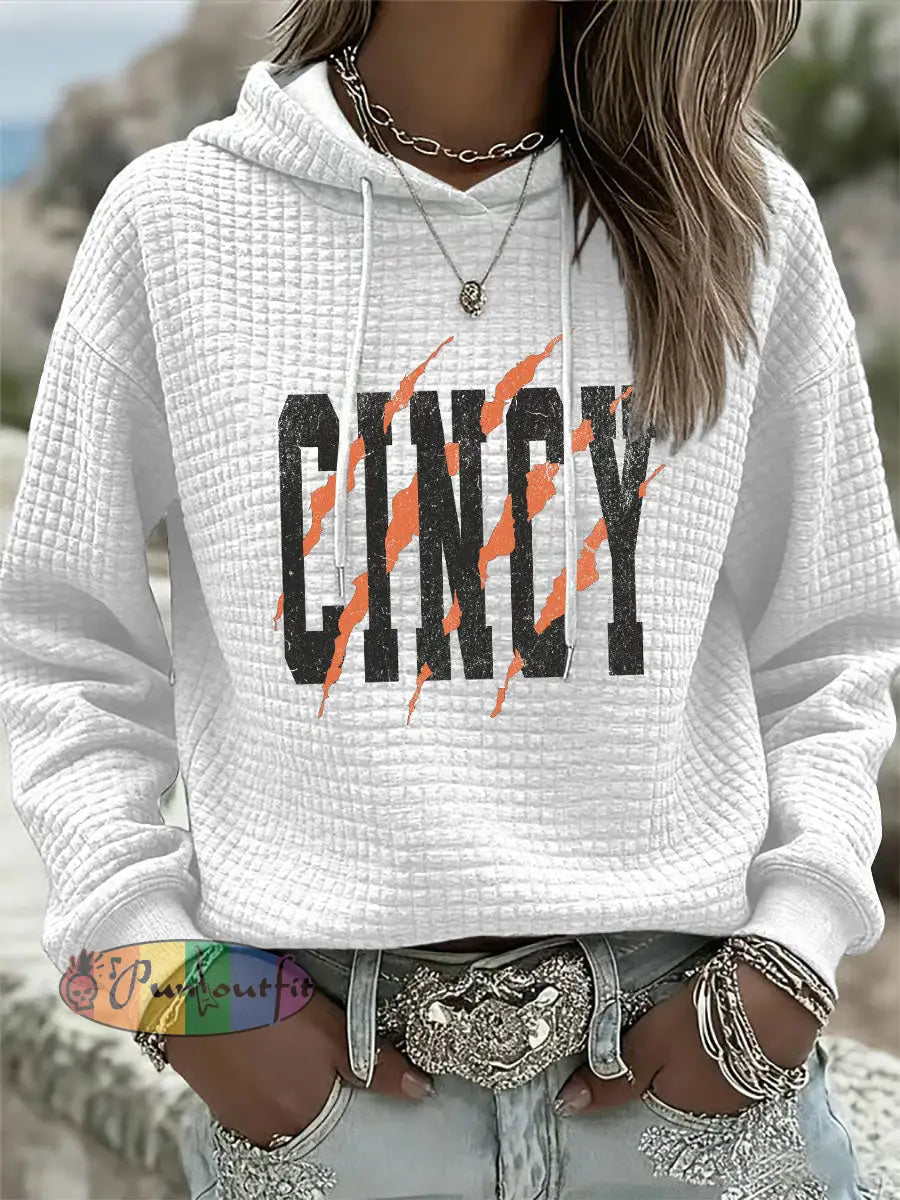 Women’s American football waffle hooded sweatshirt White / S