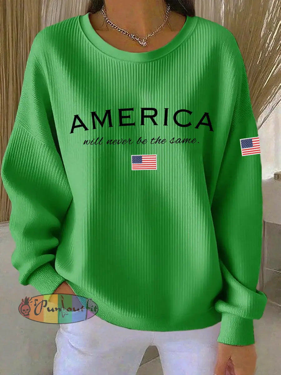 Women’s American Will Never Be The Same Printed Casual Sweatshirt Green / S