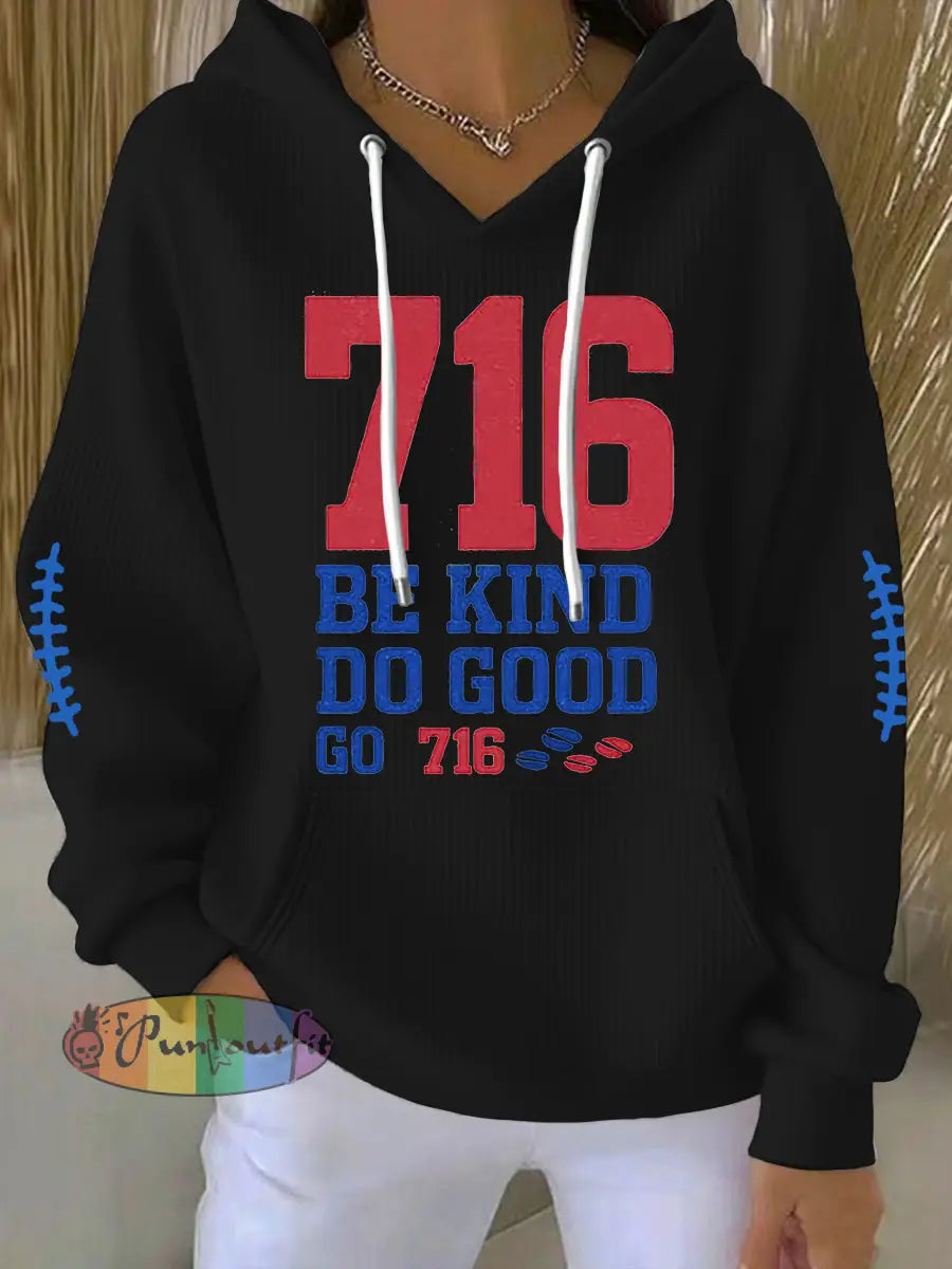 Women’s Be Good Do Good God Bless Go Buffalo Football Fans Lovers Gameday Casual Hoodie Black / S
