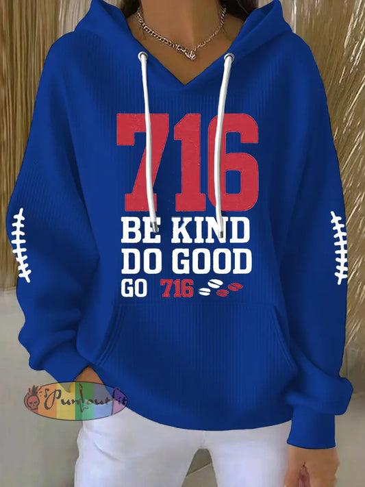 Women’s Be Good Do Good God Bless Go Buffalo Football Fans Lovers Gameday Casual Hoodie Blue / S