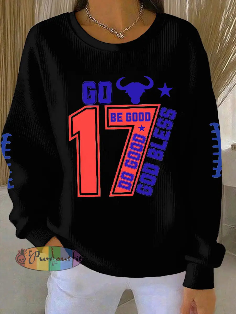 Women’s Be Good Do Good God Bless Go Buffalo Football Fans Lovers Gameday Casual Sweatshirt Black / S