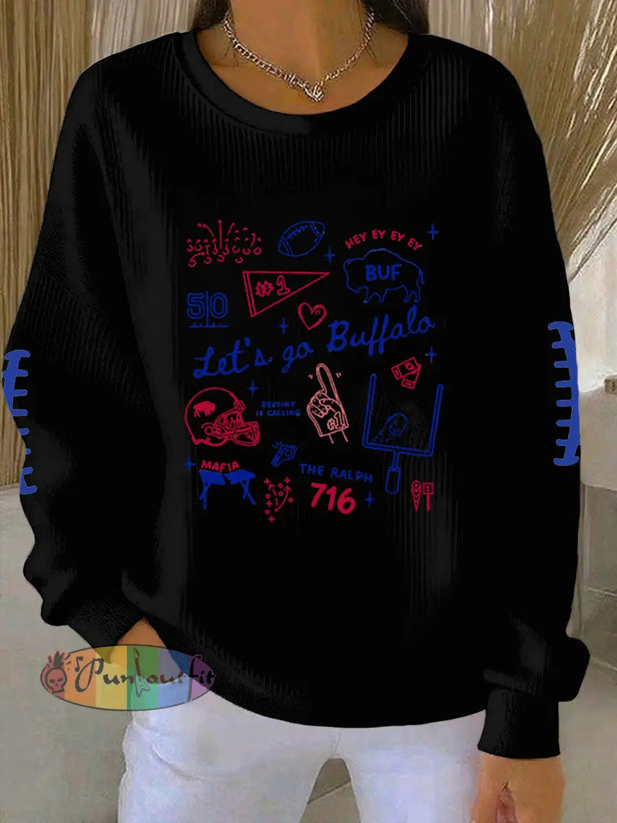 Women’s Be Good Do Good God Bless Go Buffalo Football Fans Lovers Gameday Casual Sweatshirt Black / S
