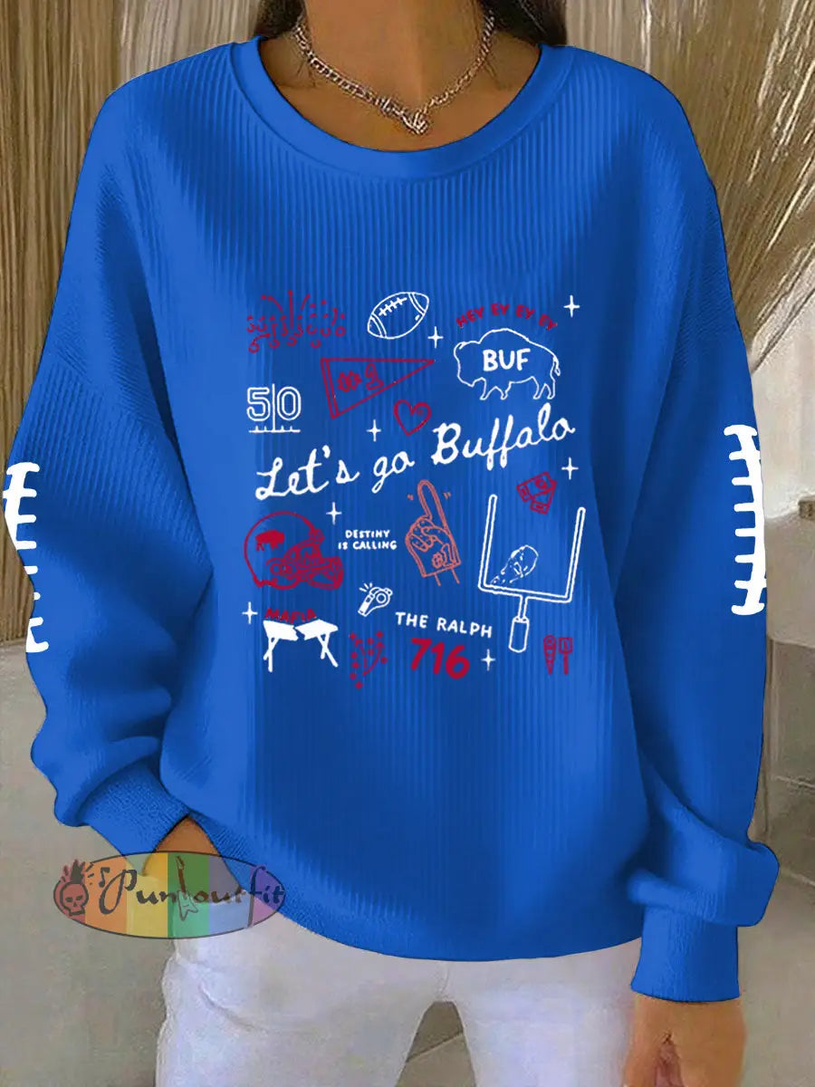 Women’s Be Good Do Good God Bless Go Buffalo Football Fans Lovers Gameday Casual Sweatshirt Blue / S