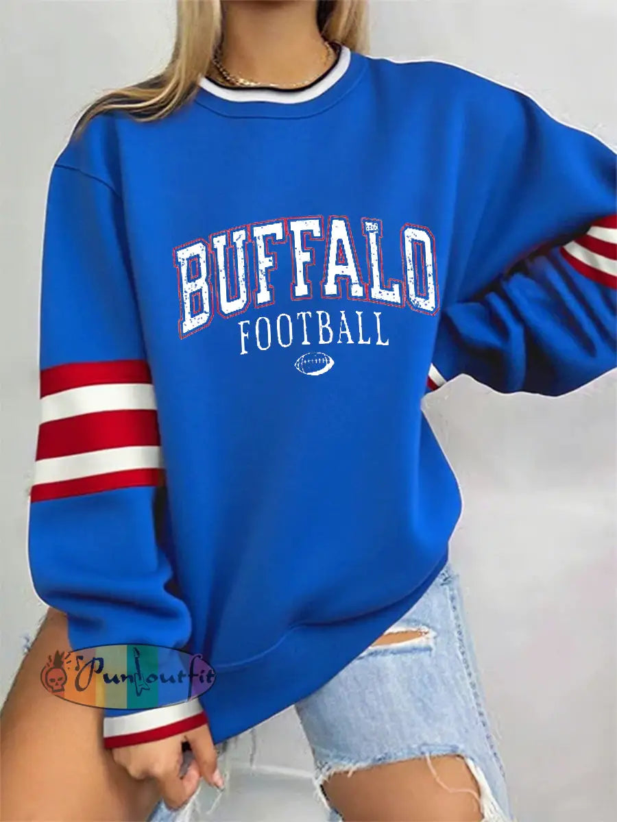 Women’s Be Good Do Good God Bless Go Buffalo Football Fans Lovers Gameday Casual Sweatshirt Blue / S