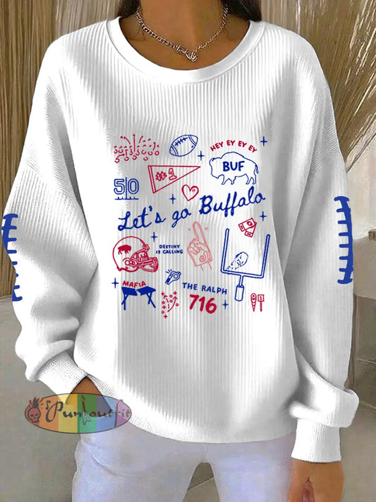 Women’s Be Good Do Good God Bless Go Buffalo Football Fans Lovers Gameday Casual Sweatshirt White / S