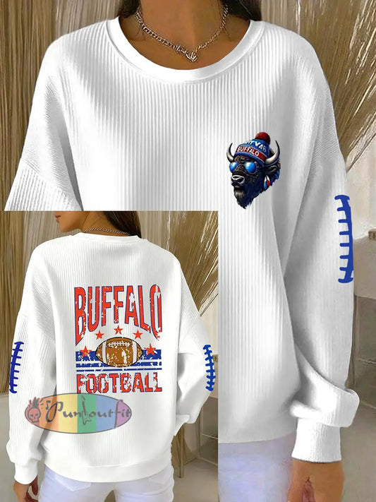 Women’s Be Good Do Good God Bless Go Buffalo Football Fans Lovers Gameday Casual Sweatshirt White / S