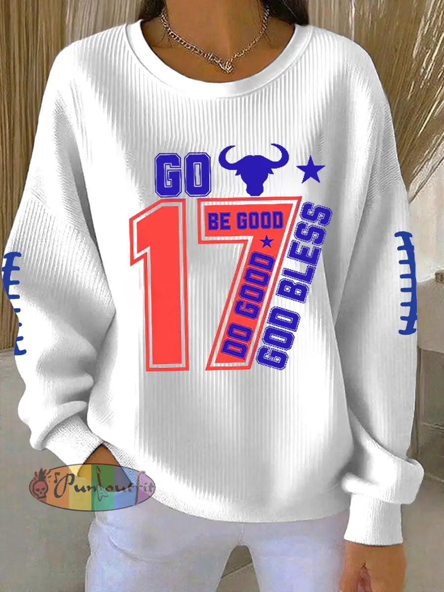 Women’s Be Good Do Good God Bless Go Buffalo Football Fans Lovers Gameday Casual Sweatshirt White / S