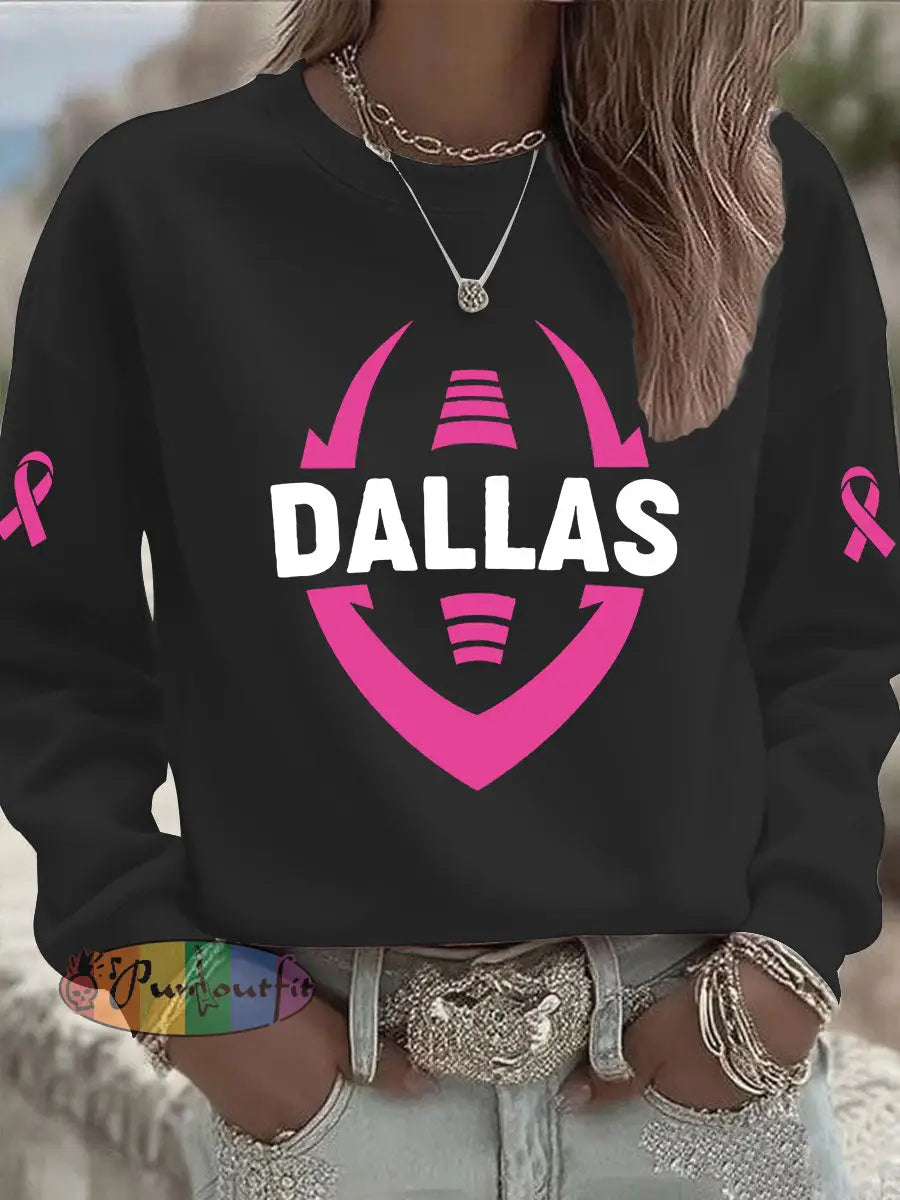 Women’s Breast Cancer Awareness Print Casual Sweatshirt Black / S